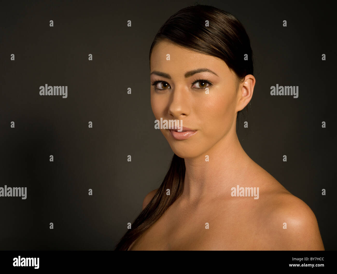 Natural portrait of beautiful young Asian American woman Stock Photo