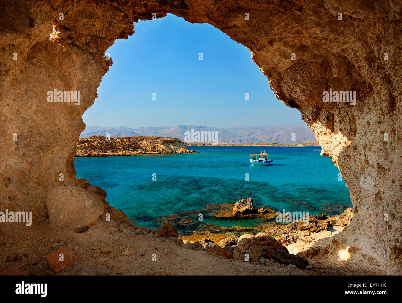 Photo from Koufonisi,one of the two tiny, uninhabited islands that you can find close to Ierapetra, south of Crete, Greece Stock Photo