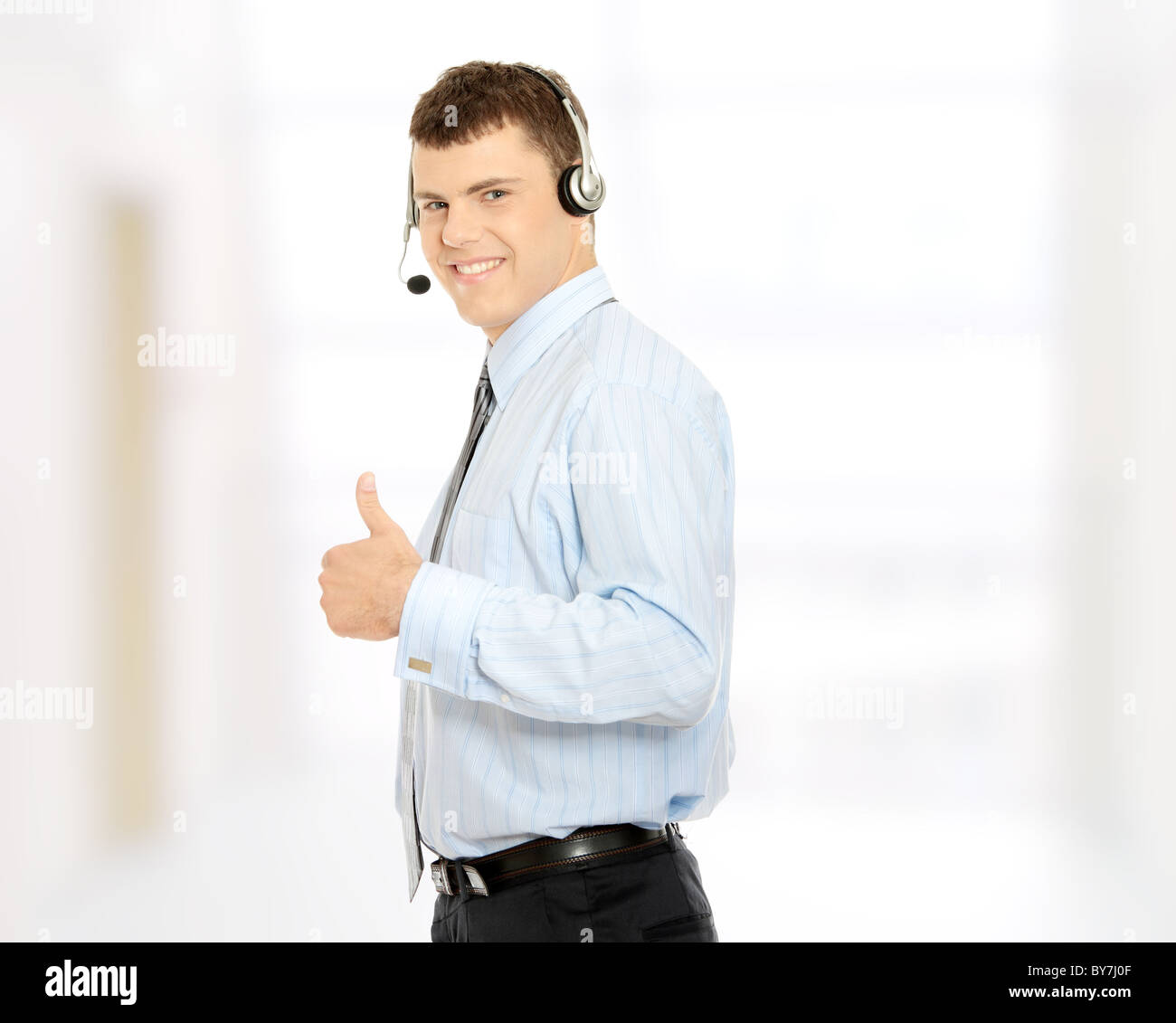 Charming customer service representative with headset on Stock Photo ...
