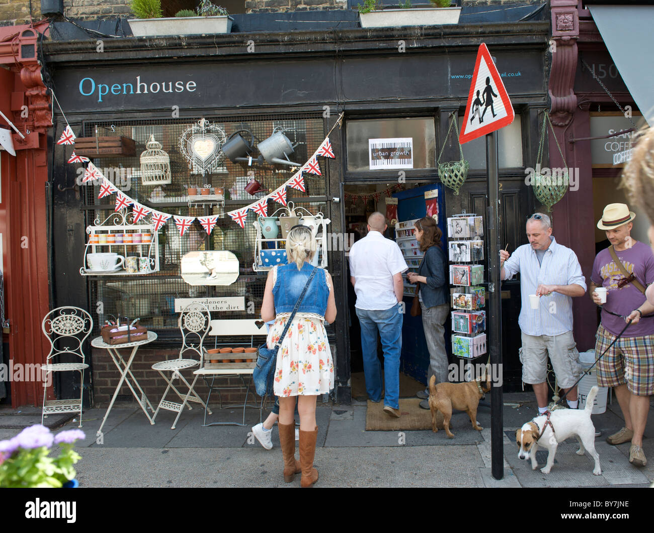 Sunday flower market day on Columbia Road, Hackney in East London Stock