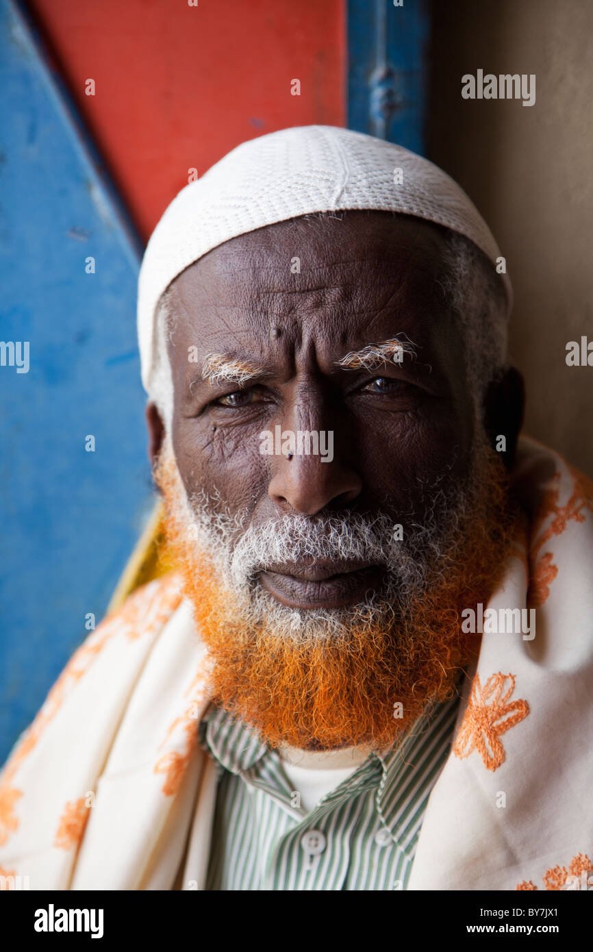 Portrait of Somali Muslim trader at Hargeisa market, Somaliland Stock Photo