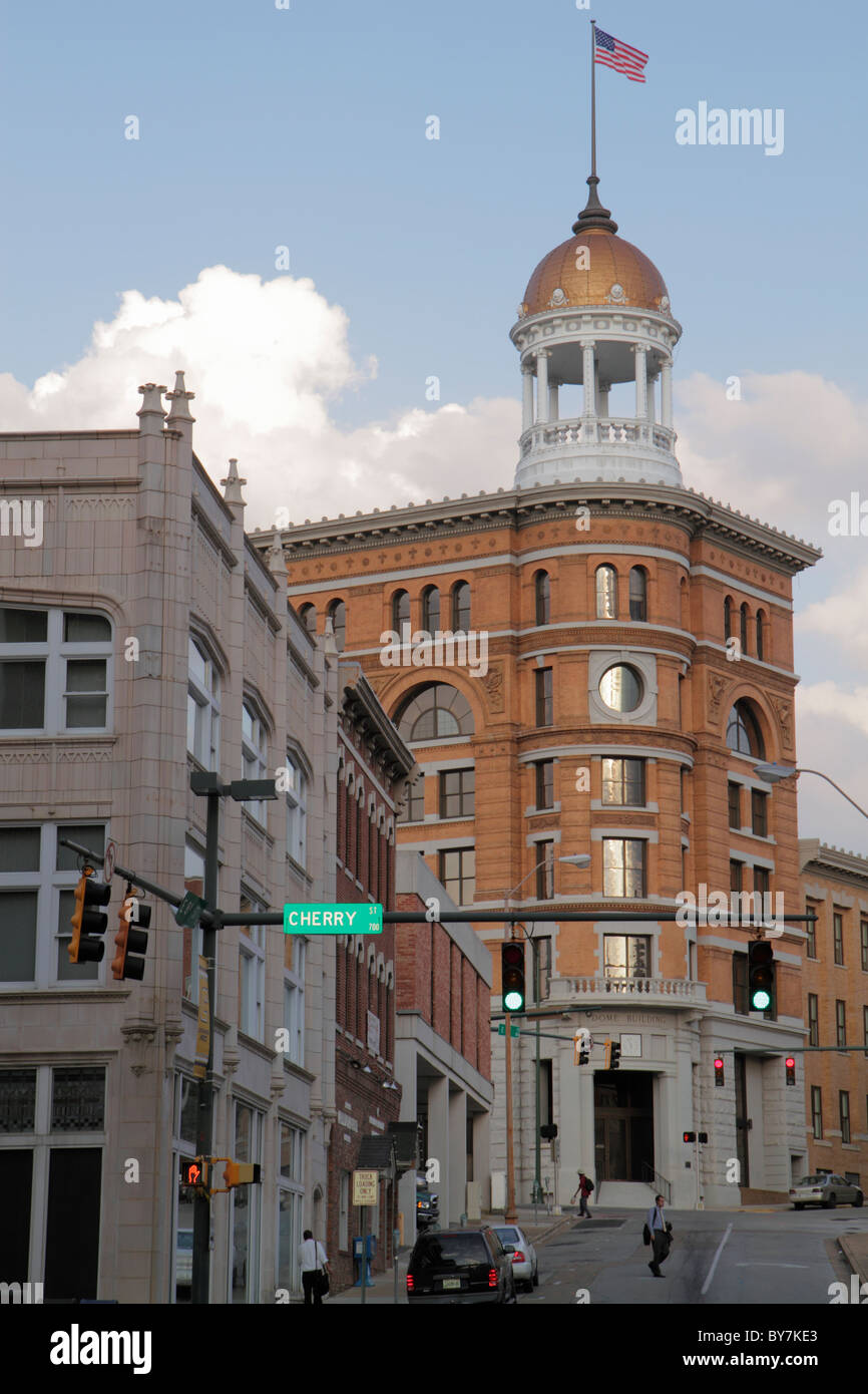 Tennessee Chattanooga,downtown,Dome building,Ochs,built 1892,historiccupola,steeple,architecture parking lot,preservation,TN101013027 Stock Photo