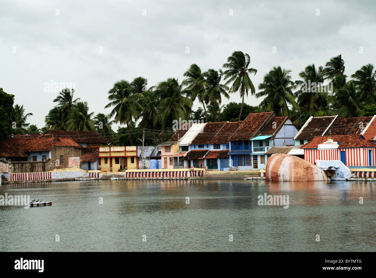homes near sucheendram temple and temple pond,sucheendram,kanyakumari,tamilnadu,India Stock