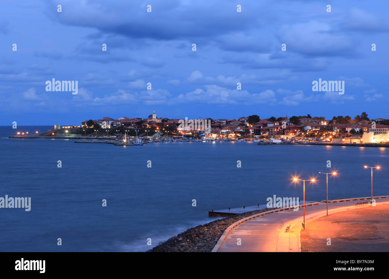 Night view on Nessebar, Bulgaria Stock Photo