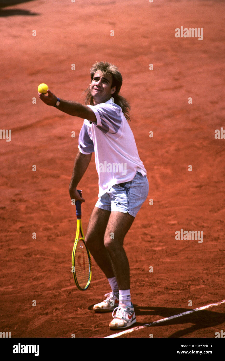 Andre Agassi (USA) at the 1989 French Open Stock Photo - Alamy