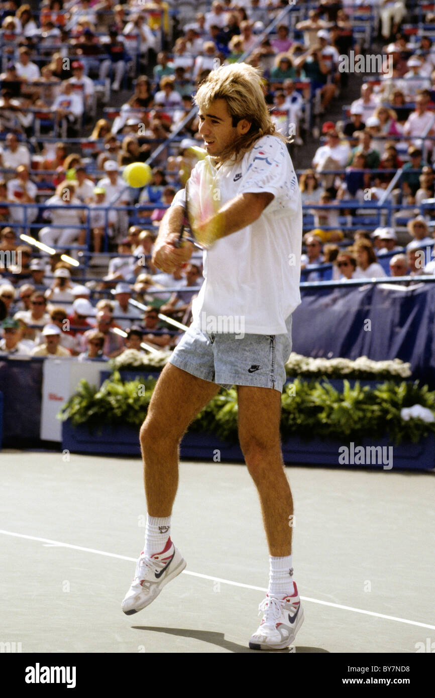 Andre Agassi (USA) at the 1989 US Open Stock Photo - Alamy