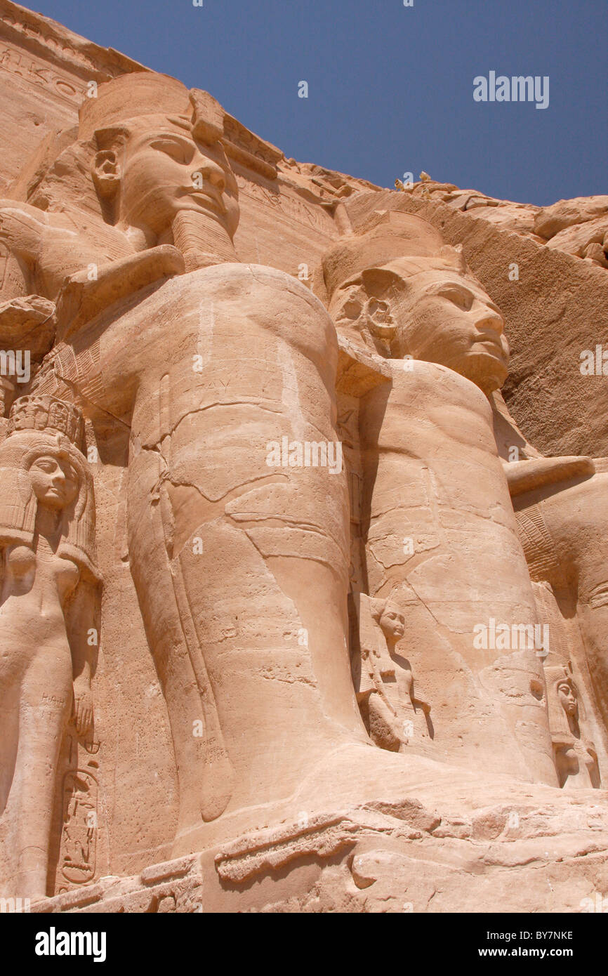 Statues at the reconstructed temple at Abu Simbel, Egypt Stock Photo