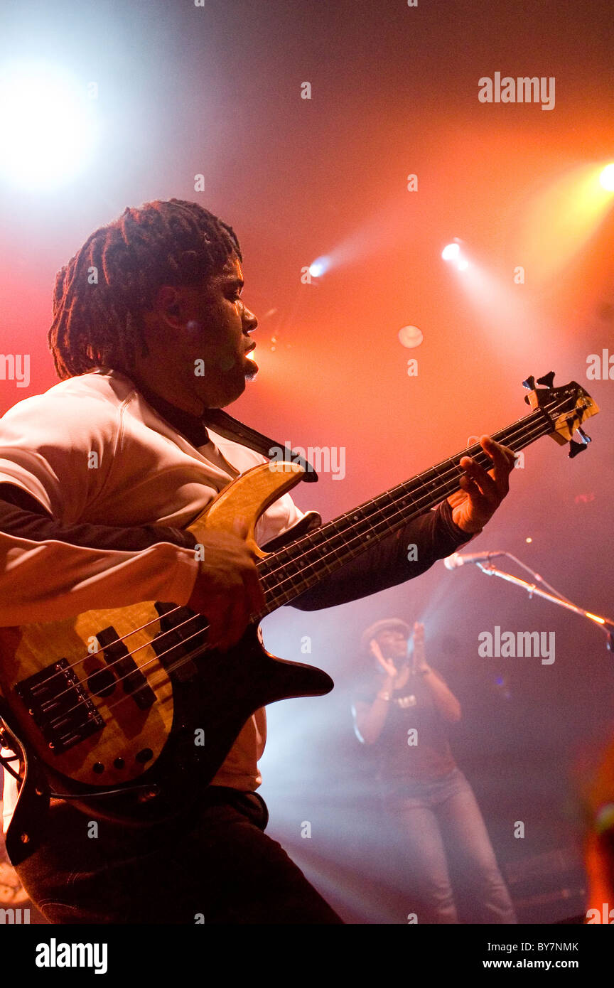 Victor Wooten Plays bass live at the Fox Theatre in Boulder Colorado. Stock Photo