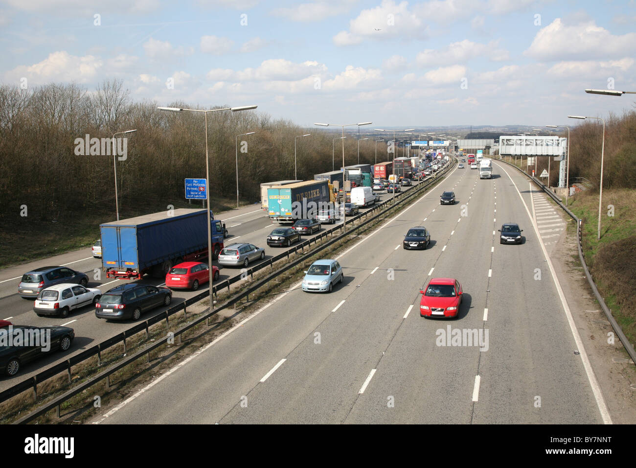 motorway congestion on the m1 junction 24 Stock Photo Alamy
