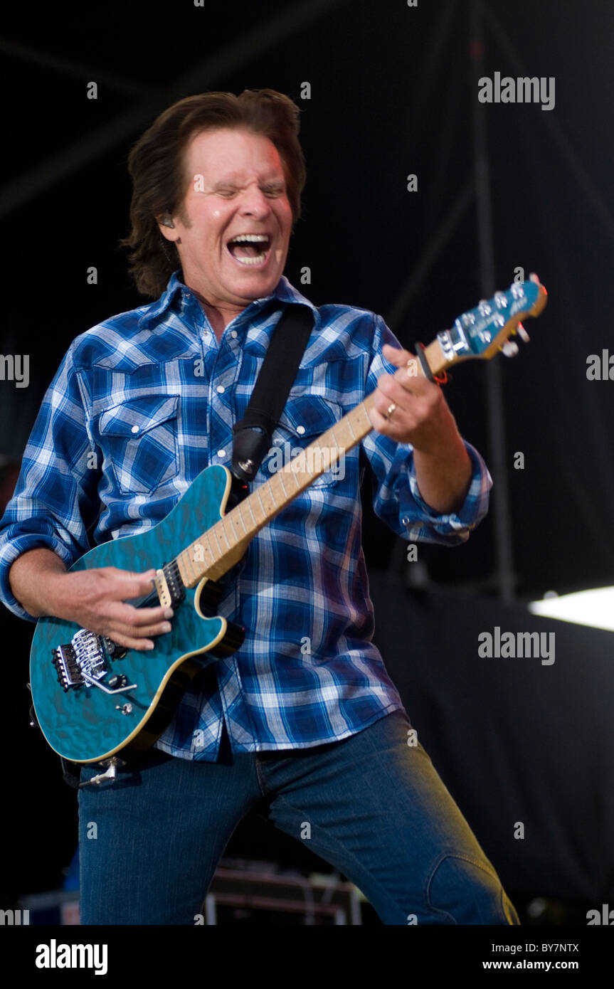 John Fogerty playing guitar live at Jazz Aspen Snowmass 2001 Stock
