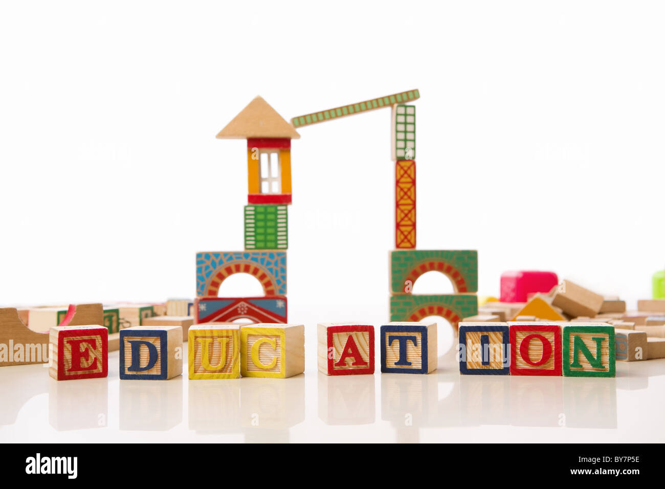 Education for pre school concept from toy and alphabet blocks. *** Main ...