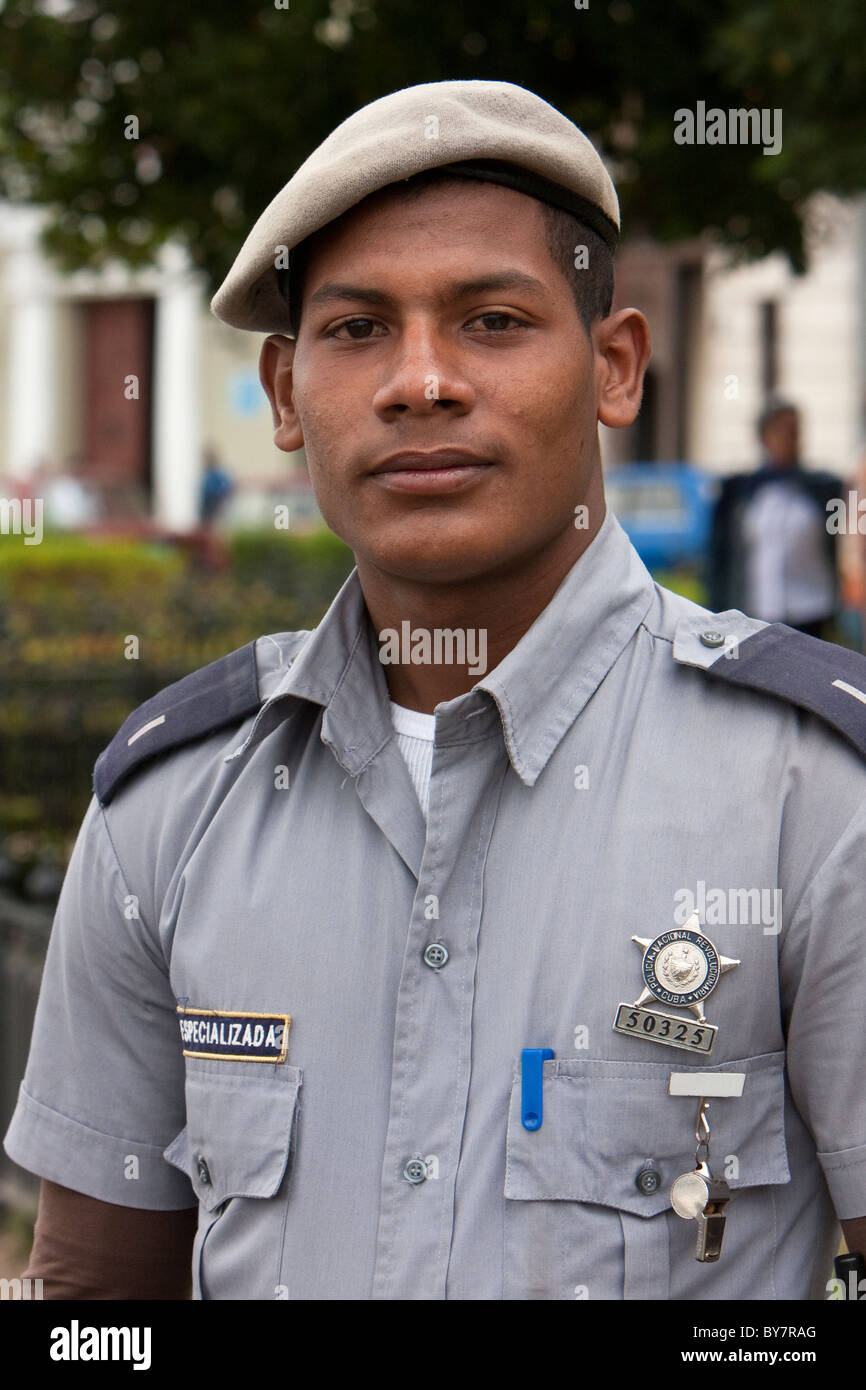 Cuba, Havana. A Cuban Policeman. Stock Photo