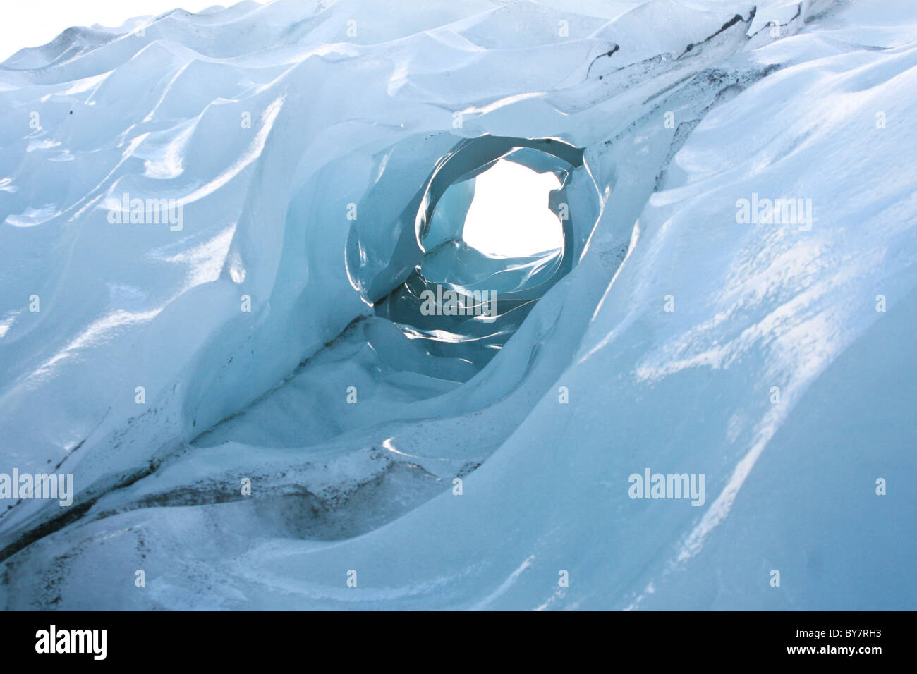 Ice and Landscapes of Fox Glacier, Fox Glacier village, New Zealand Stock Photo
