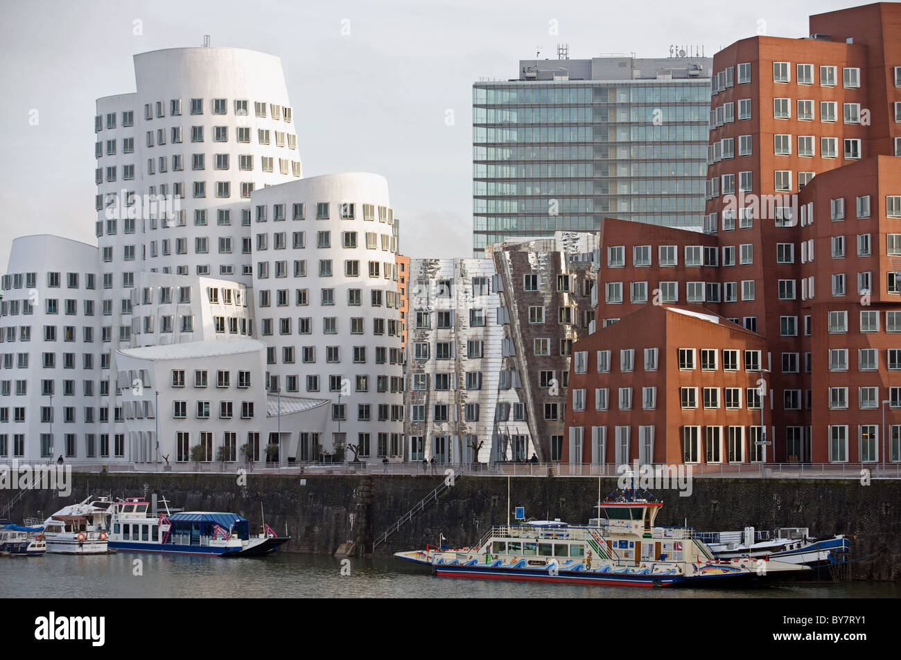 Gehry-Bauten buildings with the City Gate office building in background, Dusseldorf, Germany. Stock Photo