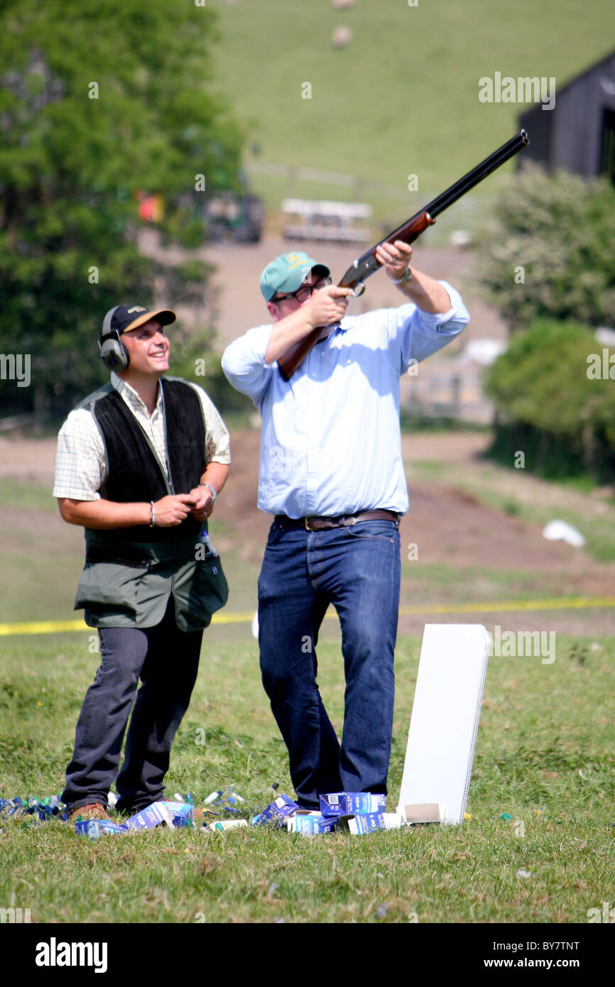 A clay pigeon charity shoot event at Kegworth in 2010. Showing competitors shooting clay pigeons