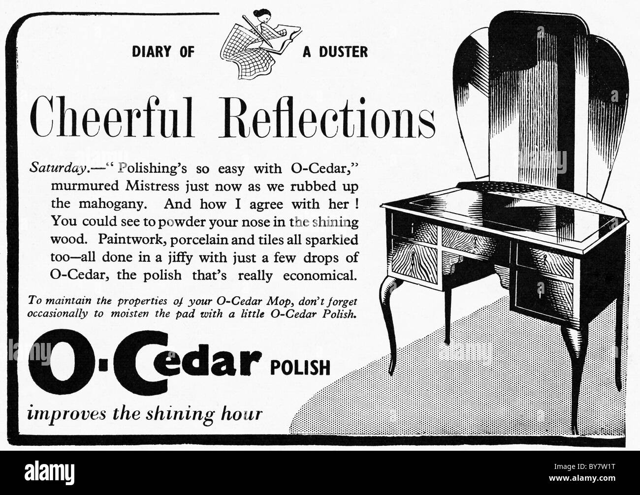 Pledge Commercial 1940s advertisement for O-CEDAR furniture polish in women's home ...