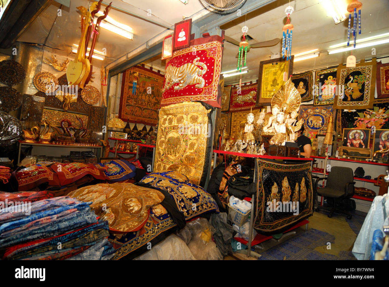 Oriental rugs at the Tha Sadet market in Nong Khai, Thailand Stock