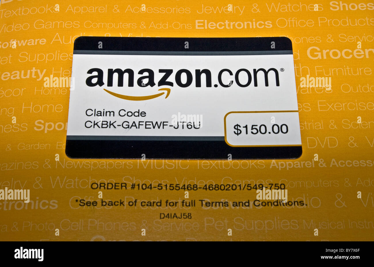 altijd tornado tarwe amazon .com $150.00 gift card Stock Photo - Alamy