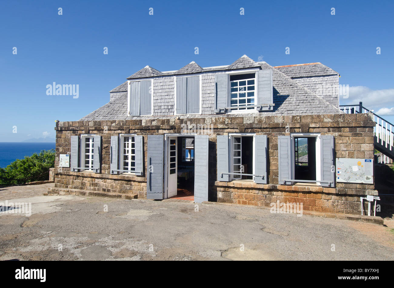shirley heights lookout restaurant and bar, antigua, historic building at old military complex Stock Photo