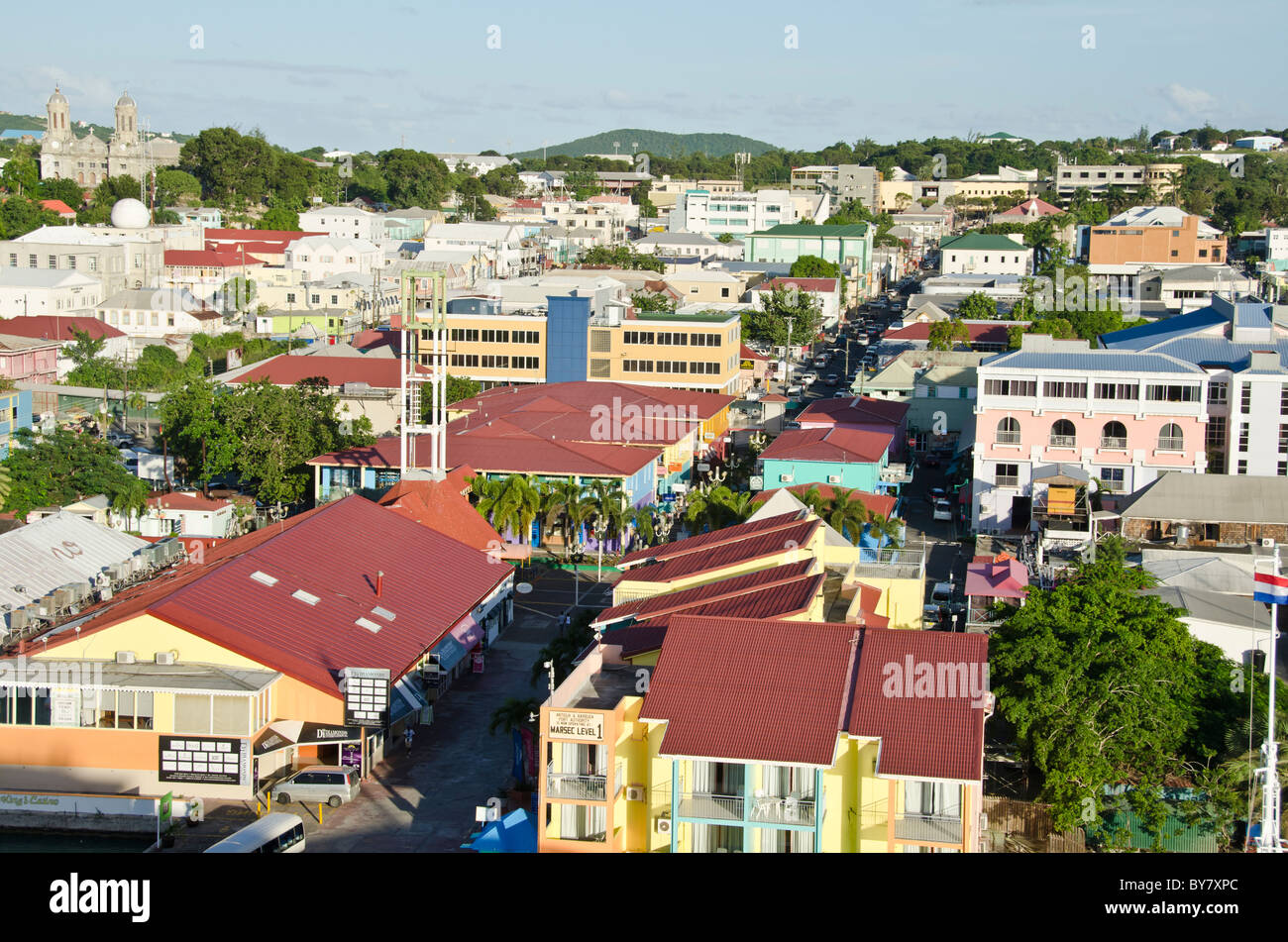 Looking down on Heritage Quay shopping area St Johns, Antigua Stock Photo