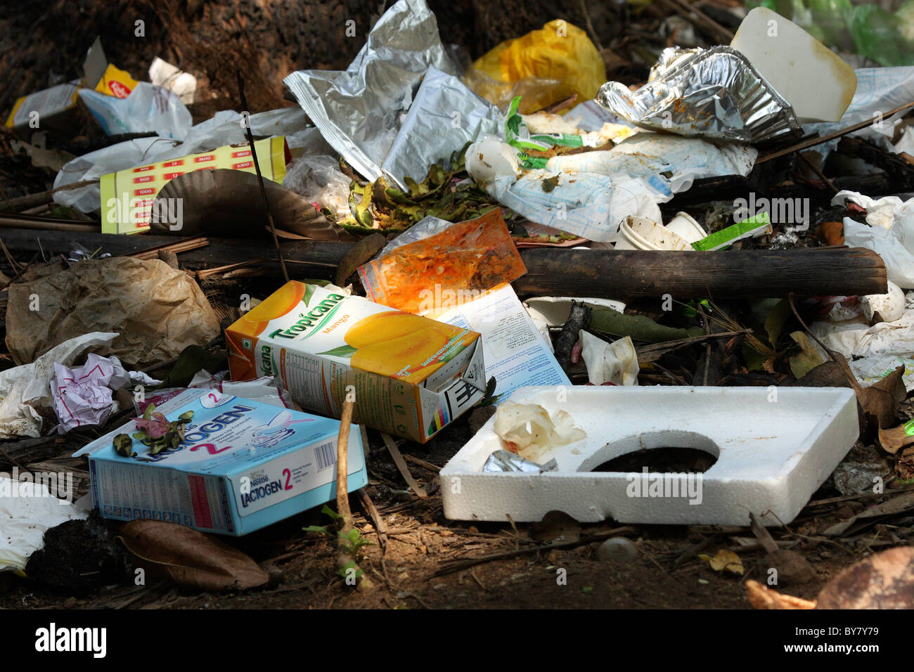 garbages dumped in a place carelessly Stock Photo