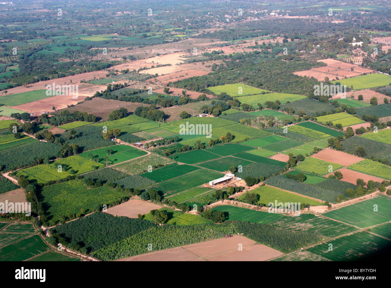 An aerial picture of agriculture land in Gujarat,india Stock Photo