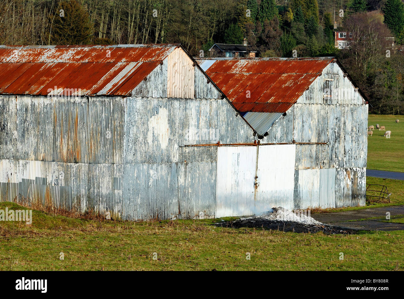 rusty farm buildings cromford canal england uk Stock Photo