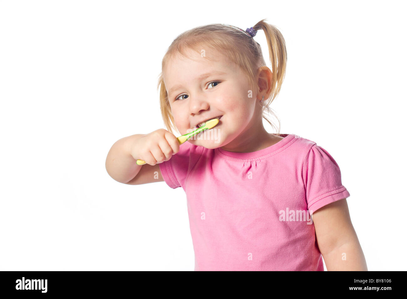 little child brush his teeth Stock Photo Alamy