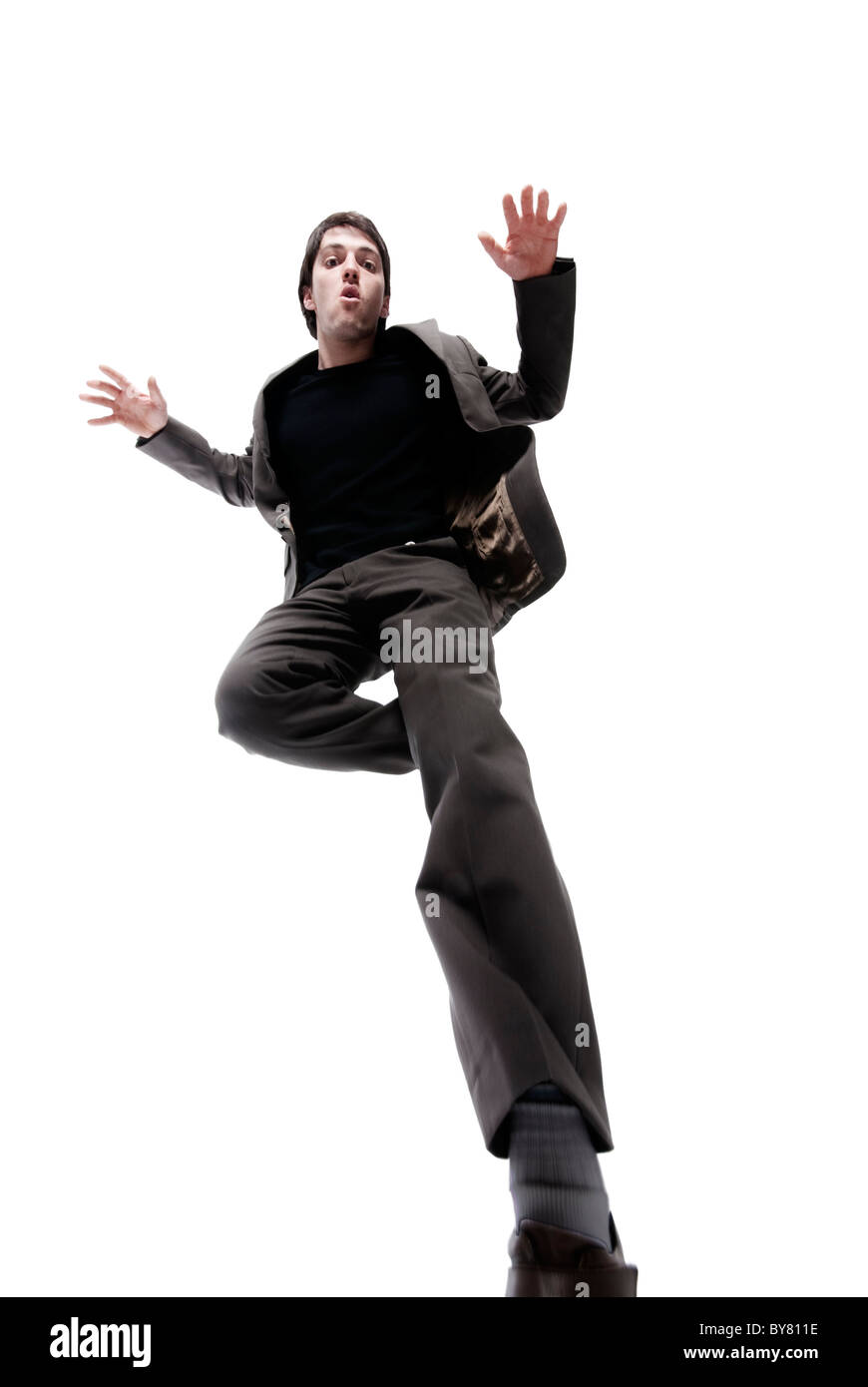 Young businessman in air, portrait Stock Photo