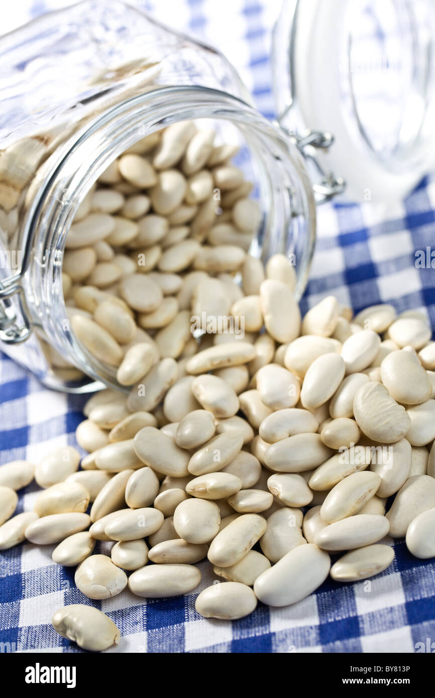 the white beans in glass jar Stock Photo Alamy