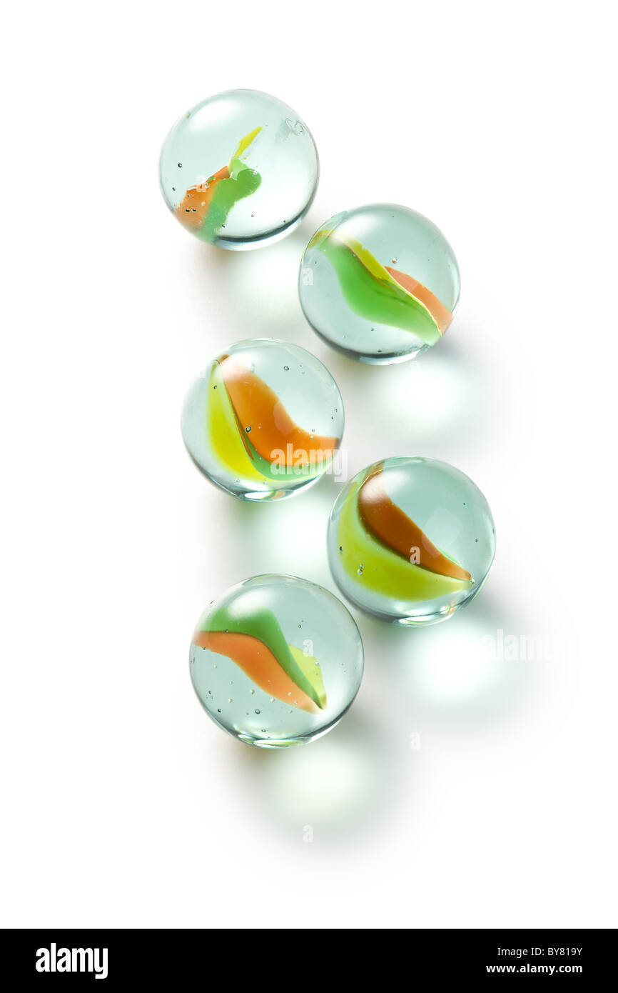 colorful glass marbles on white background Stock Photo