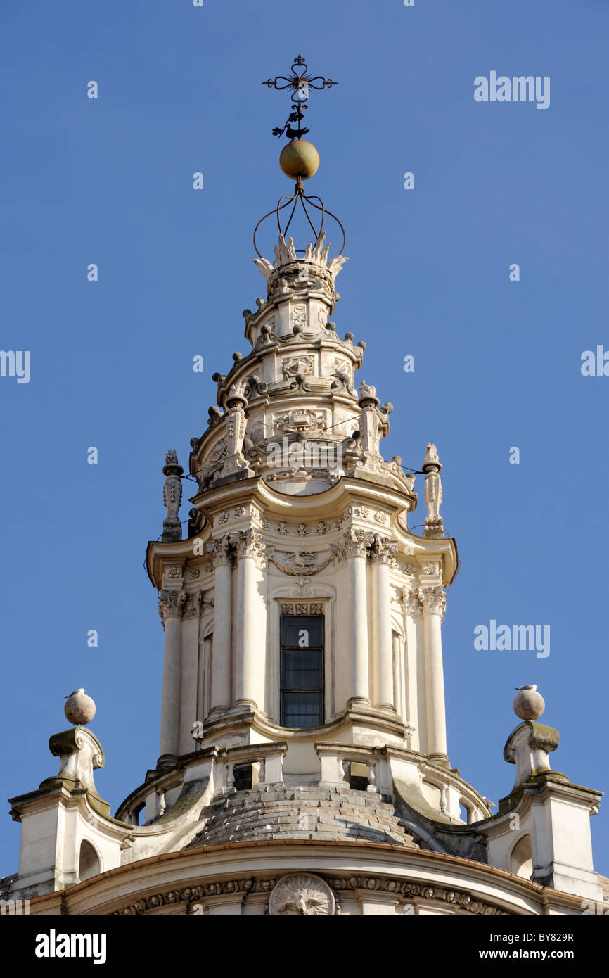 Italy, Rome, church of Sant'Ivo alla Sapienza, Borromini baroque bell tower close up Stock Photo