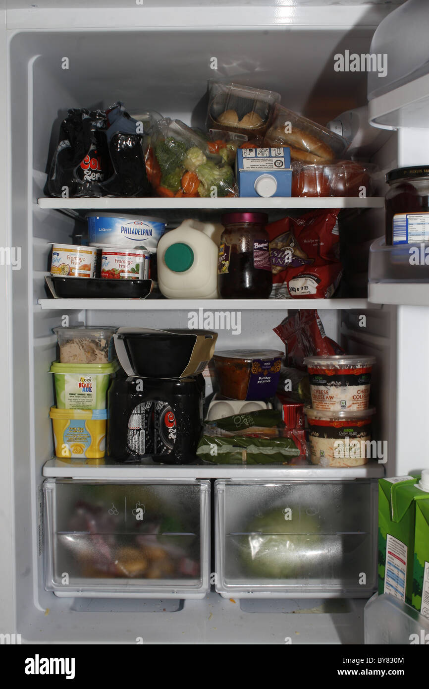 food inside fridge Stock Photo