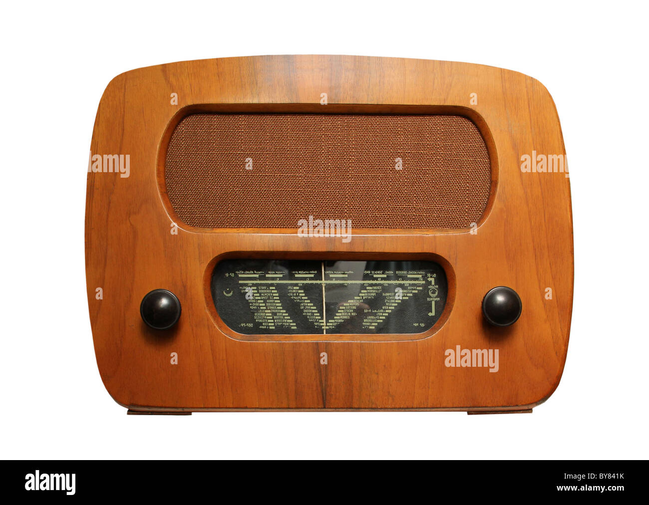 Old radio from 1950 and the years. Stock Photo