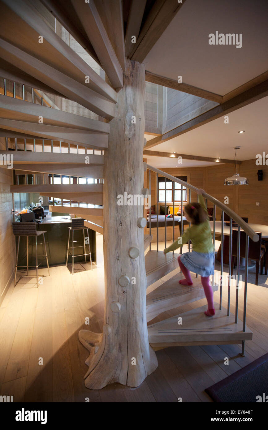 Treehouses at Center Parcs in Nottinghamshire. Lounge Stock Photo