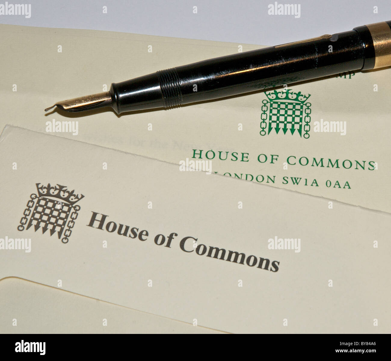 House of Commons stationery letterhead and envelope Stock Photo