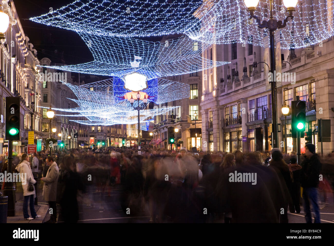 Christmas Decorations Regent Street London England Stock Photo Alamy
