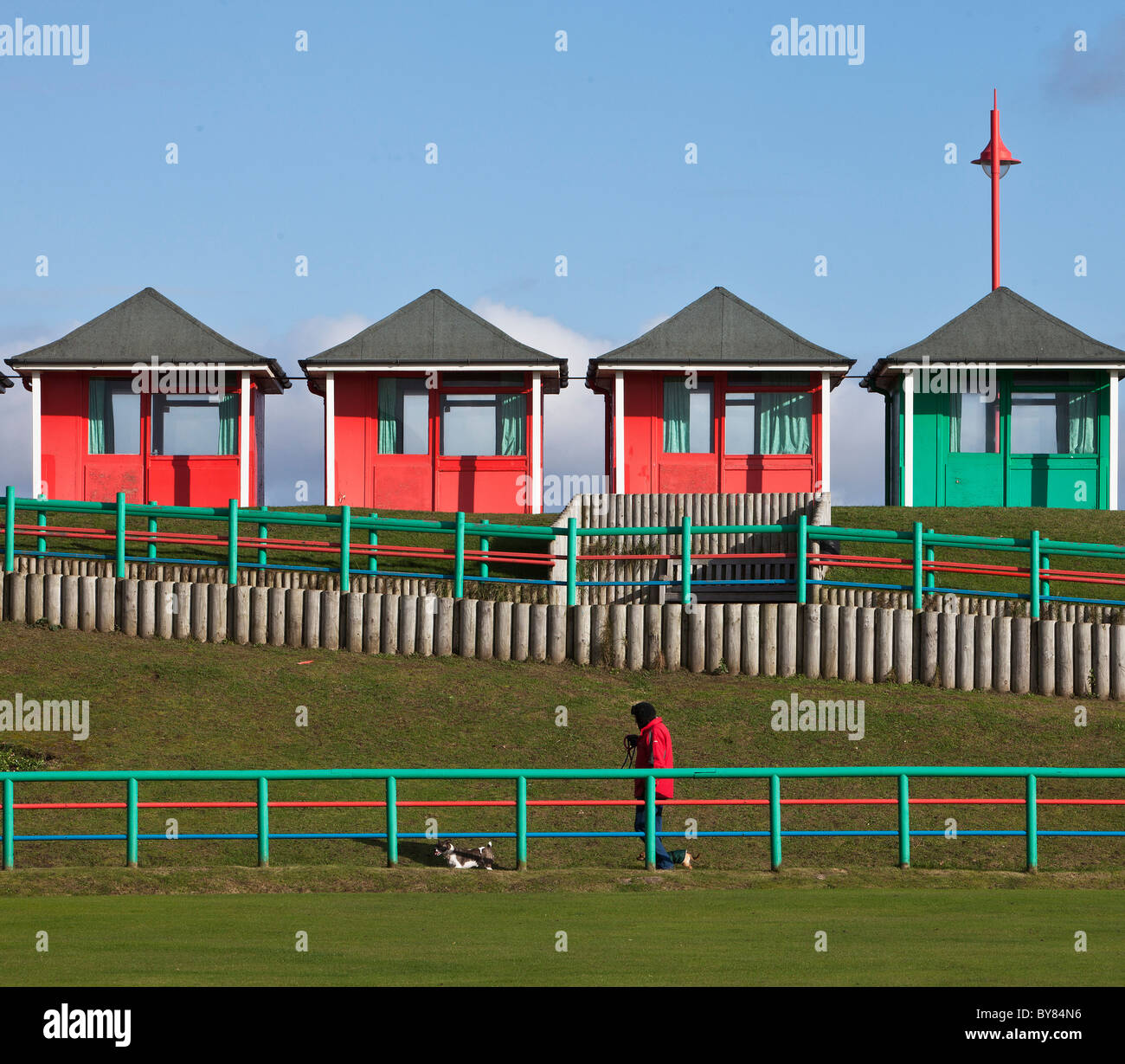 Beach Huts in Mablethorpe Lincolnshire UK Stock Photo