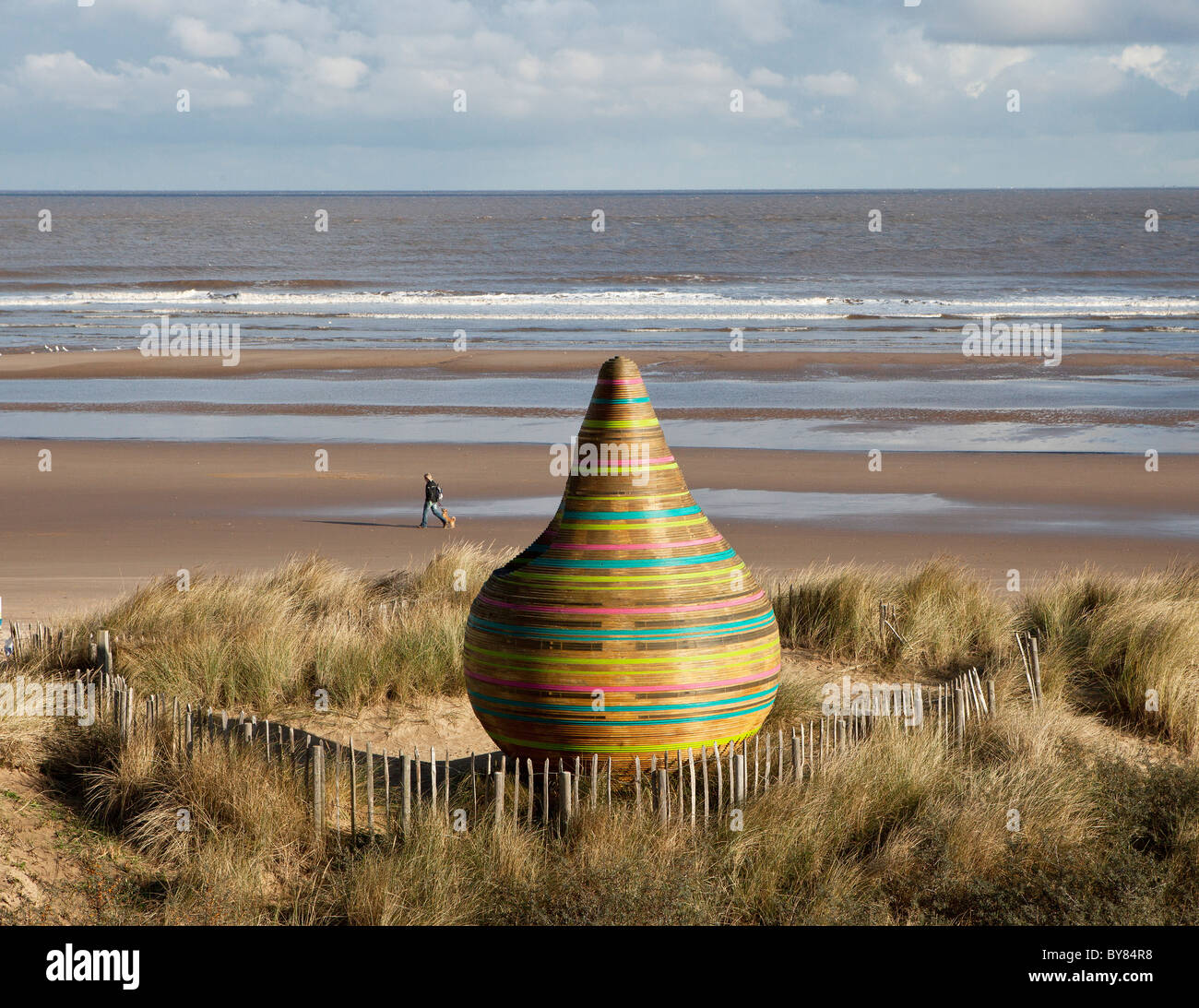 The coastal town of Mablethorpe with the beach hut called Jabba the Hut