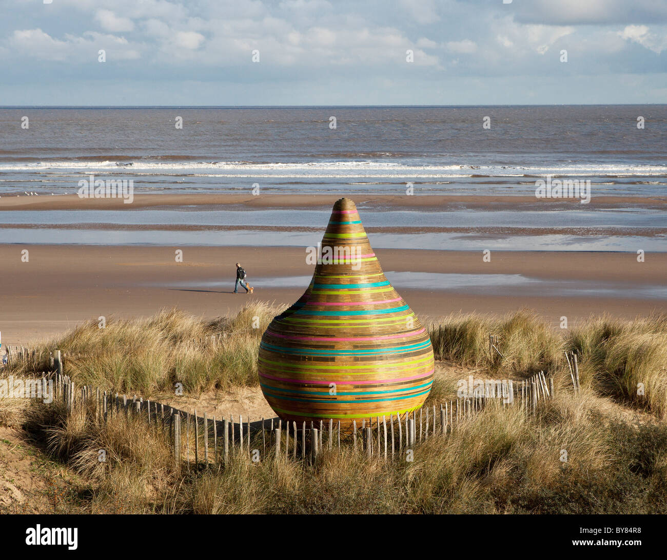 The coastal town of Mablethorpe with the beach hut called Jabba the Hut Stock Photo