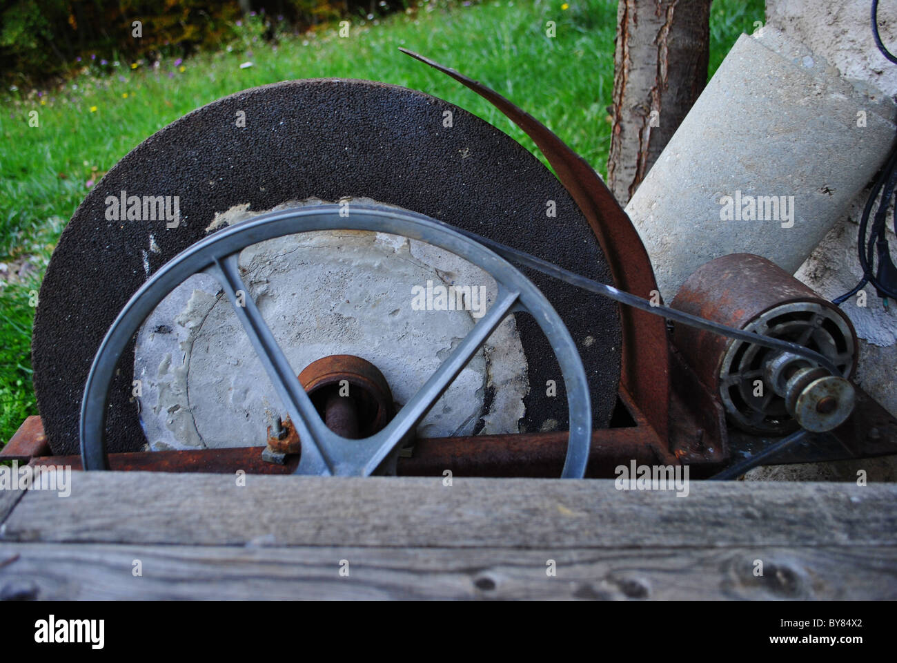grinding wheel for sharpening metal blades Stock Photo Alamy