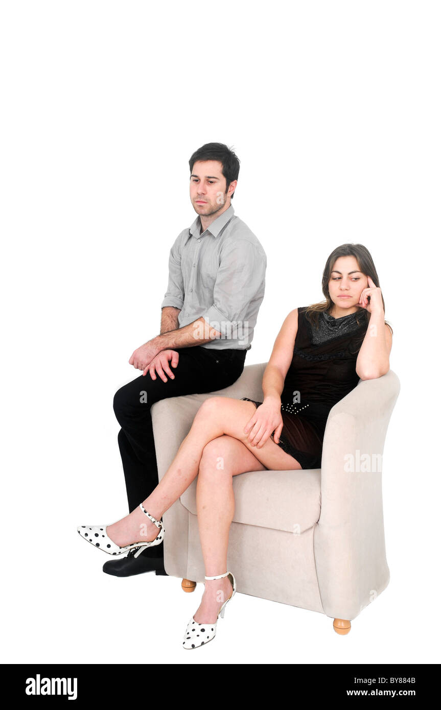 alienated couple On white Background Stock Photo