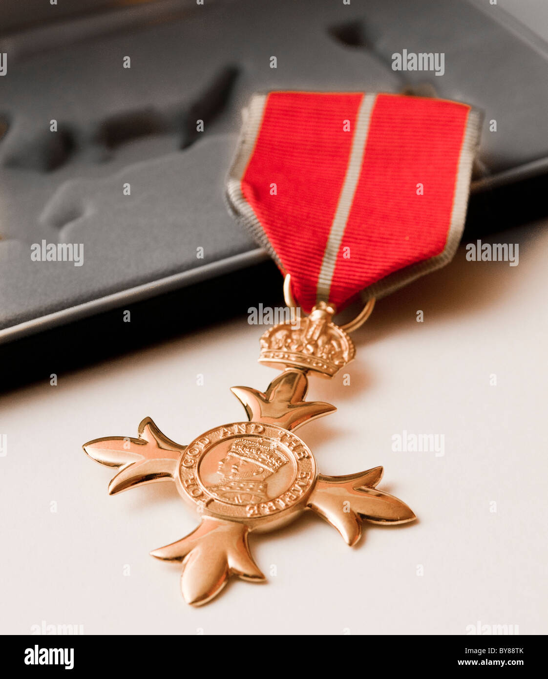 The OBE Medal |  The Most Excellent Order of the British Empire is an order of chivalry established in 1917 by King George Fifth Stock Photo