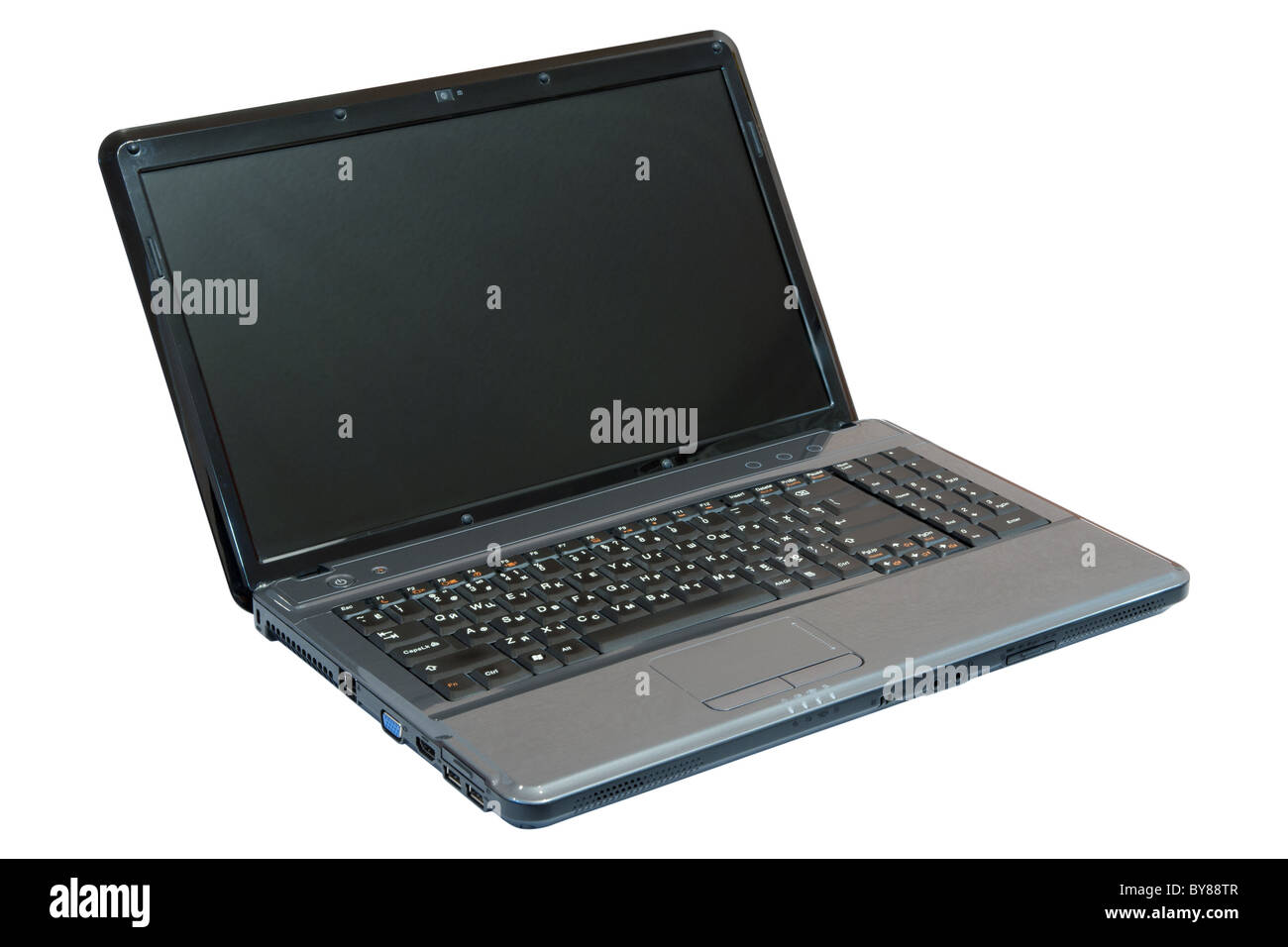 Dark grey notebook (laptop). Isolated on white background with clipping ...