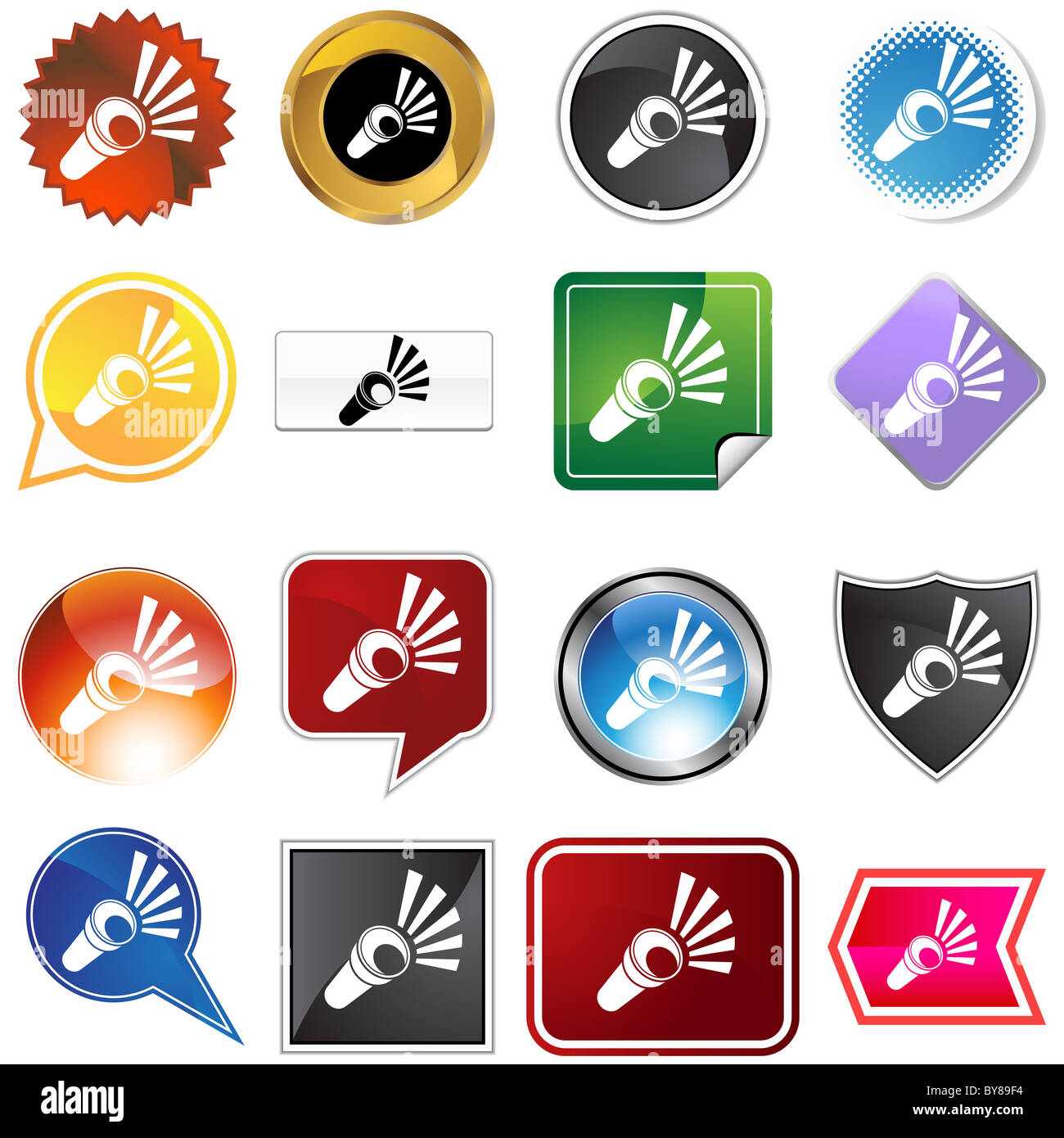 Flashlight icon set isolated on a white background Stock Photo - Alamy
