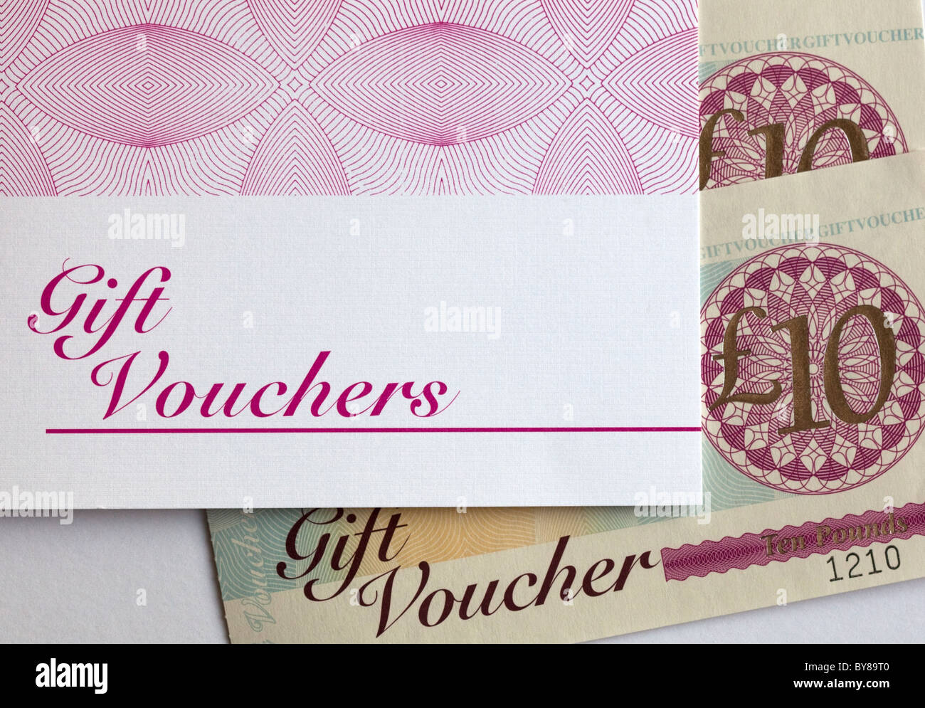 Gift Vouchers in sterling currency UK, Europe Stock Photo