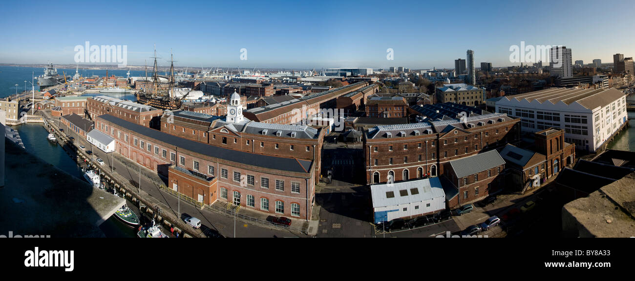 Portsmouth Dock yard from the semaphore tower Stock Photo