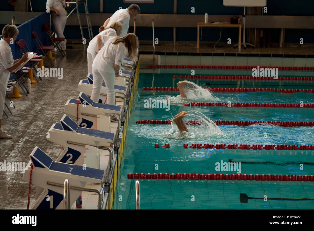 Synchronized  swimming turn Stock Photo