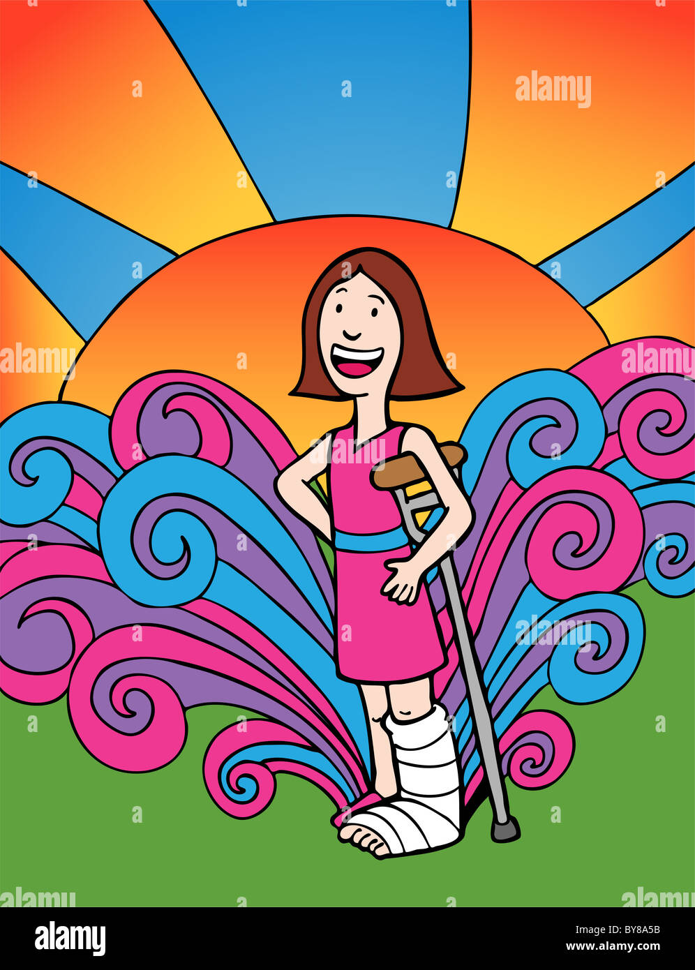 An image of a girl with a broken foot / leg Stock Photo - Alamy