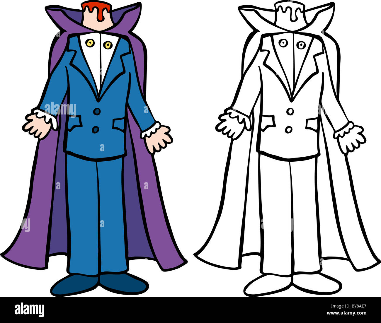Cartoon image of the headless horseman - color and black/white versions  Stock Photo - Alamy